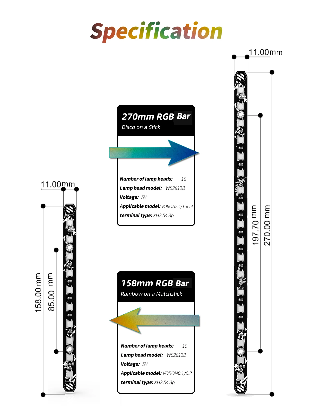 디스코 온 스틱 3D 프린터 주광 PCB 키트, 5V RGB LED 바, 보론 2.4 트라이던트 350, 300/250 마이크론, 램프 바, 보론 0.1 0.2 2.4