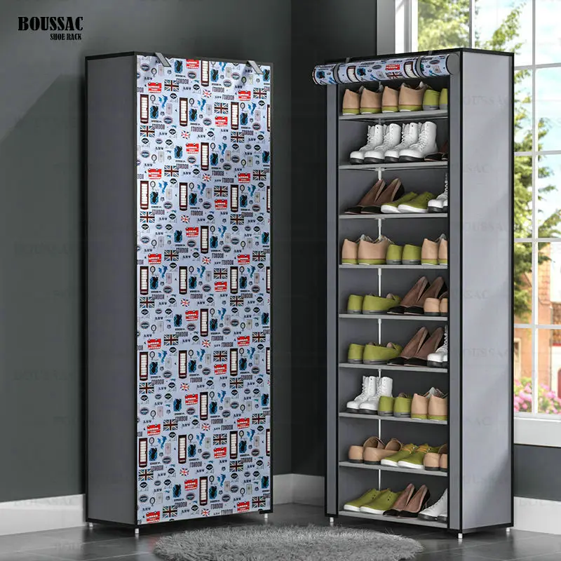 Multilayer Simple Shoe Rack Nonwoven Fabric Dustproof Shoe Easy Installation Home Dorm