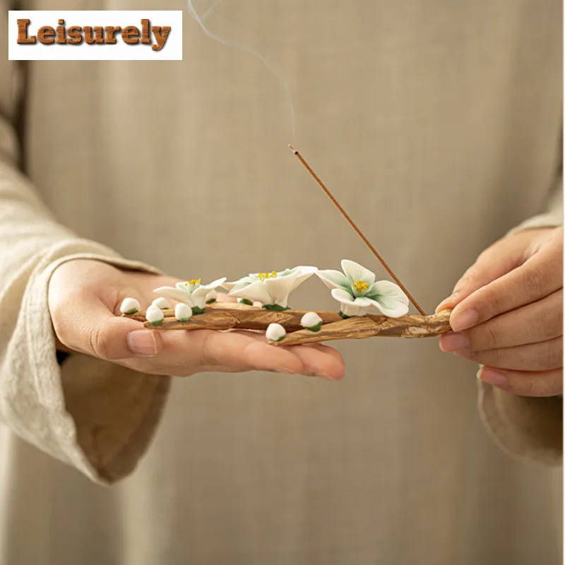 Plum Blossom Incense Insertion Handmade Thread Sandalwood Base Home Tea Table High Beauty Decorative Ornament Decoration