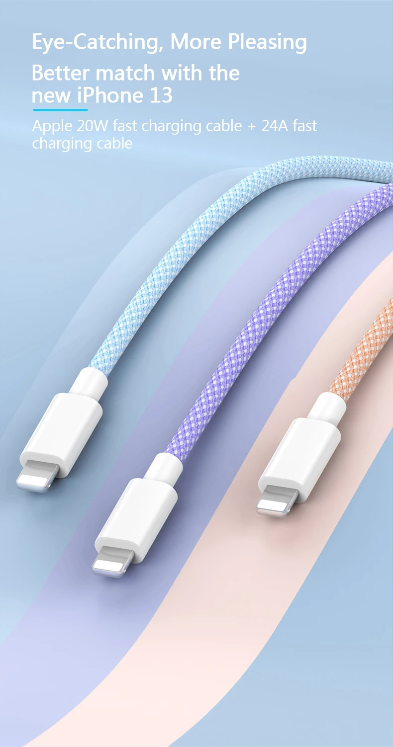 Câble de charge pour iPhone 15, pack de 2 2M Câble de chargeur tressé