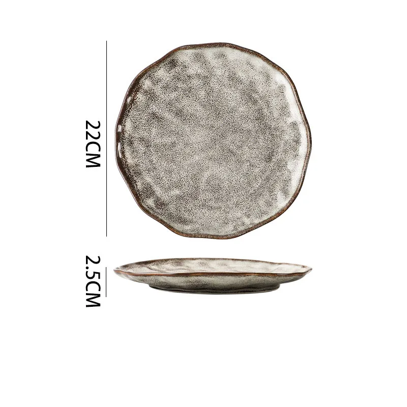 Creative Ceramic Plate Set French Irregular Decor Fruit Salad Dish Modern Hammer Texture Desktop Dinner Set Plates and Dishes