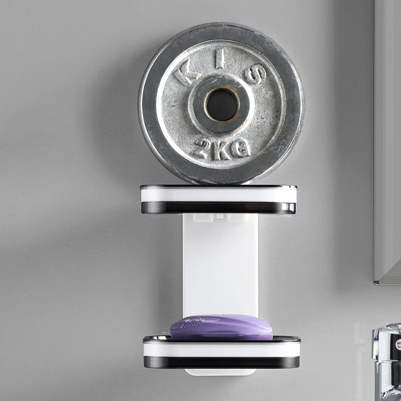 벽걸이 이중층 비누 상자, 펀치 프리 욕실 비누 랙, 욕실 랙 서랍, 배수 거치대 스폰지 보관 상자