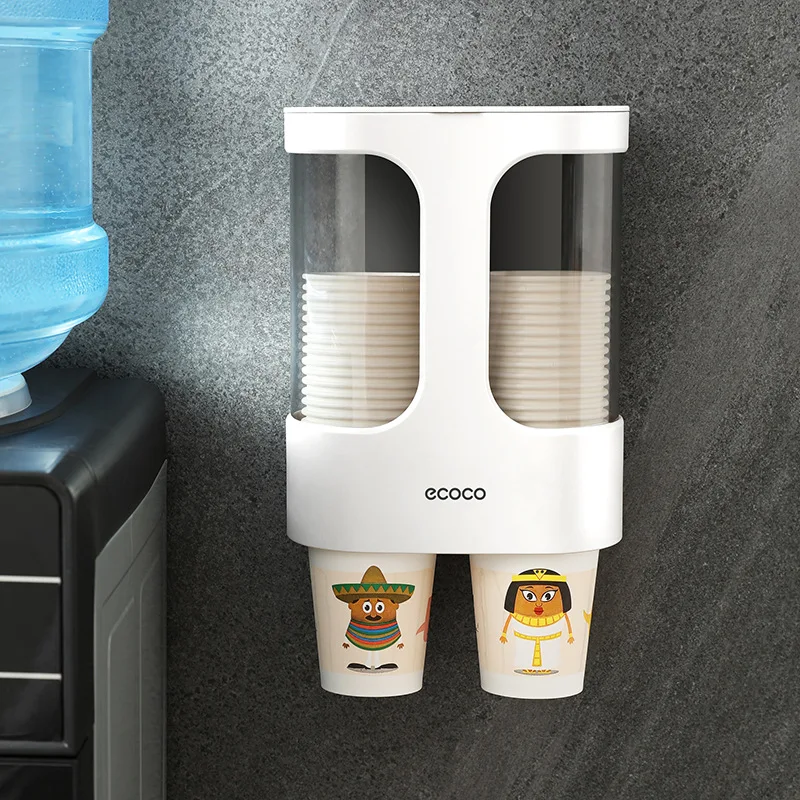 Disposable Paper Cups Dispenser Plastic Cup Holder for Water Dispenser Wall Mounted Automatic Cup Storage Rack Cups Container