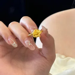 Golden Rose Flower Ring for Women - Luxurious Open Design with Unique Fashion Flair (Az00331 gold color)