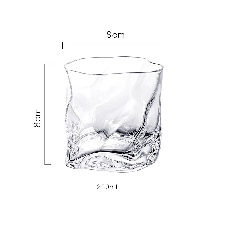 6/4/2/1 adet 200ml lüks viski cam bardak seti benzersiz bükülmüş cam şarap kokteyl bira kahve içmek çay kupa mutfak Bar kulübü parti