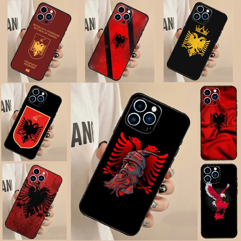 Чехол для телефона с албанским флагом для iPhone 15 14 13 12 11 Pro Max XS X XR 7 8 Plus SE 2022 12 13 Mini