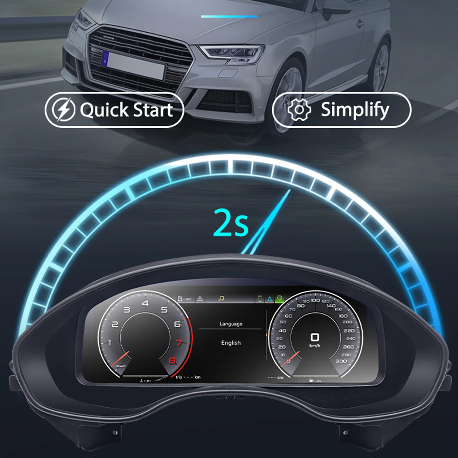 Panel de Instrumentos Digital para Audi A3 8V 2014-2019 Plataforma MQB, Cabina Virtual, Velocímetro 5