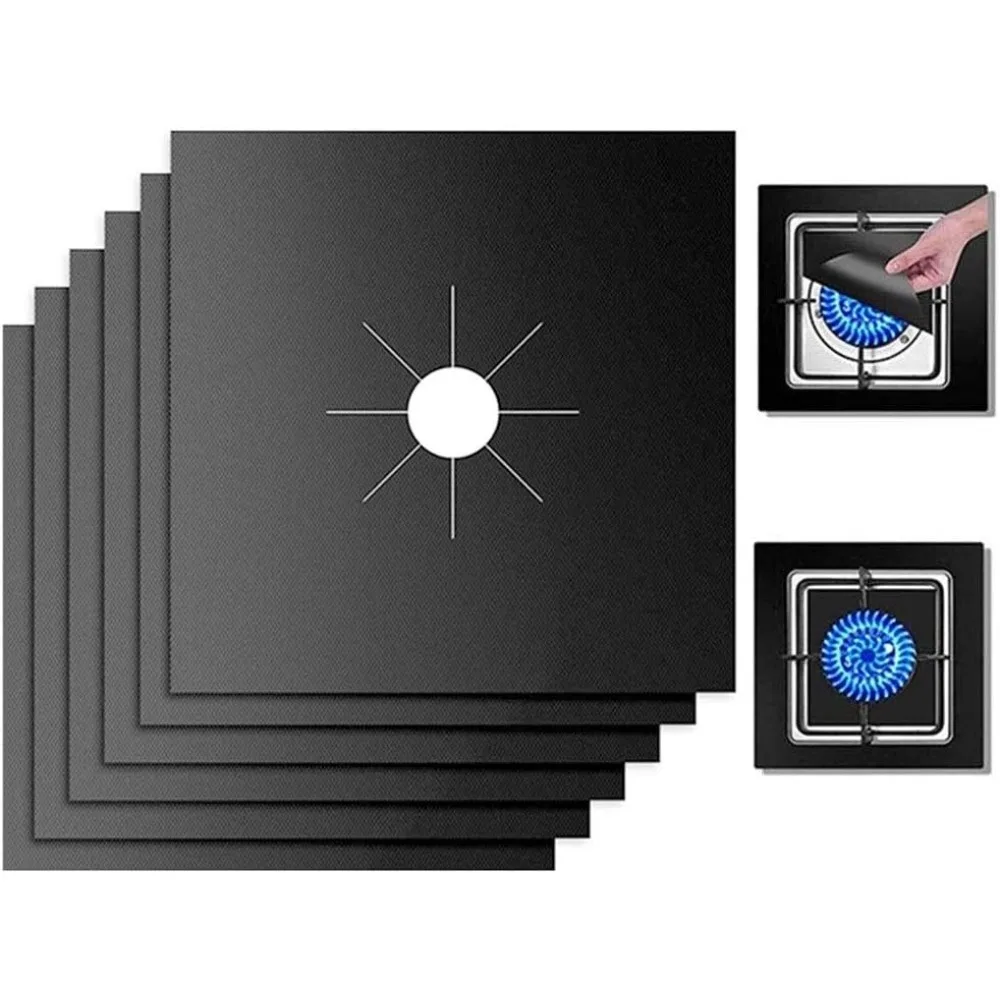 Kitchen Non stick Reusable Gas Stove Top Cover 4/6Pieces Heat Resistant Cuttable Easy To Clean