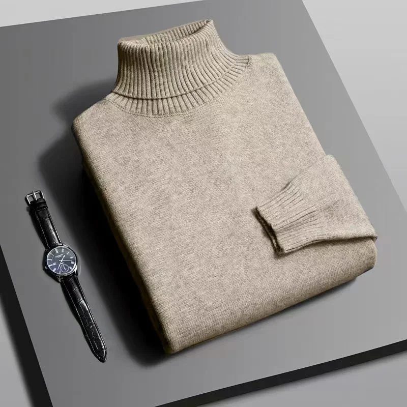 Mens Knitted Turtleneck Sweater Slim Fit Long Sleeve Anti pilling Pullover turtleneck sweater