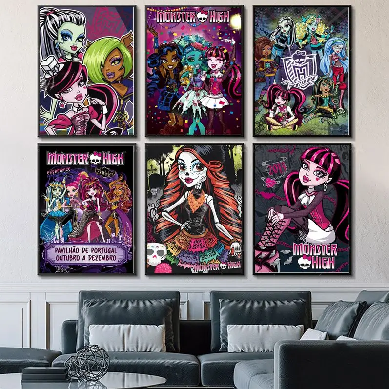 Cartoon M-Monster H-High Anime Poster Sticky Retro Kraft Paper Sticker Diy Room Bar Cafe Wall Decor