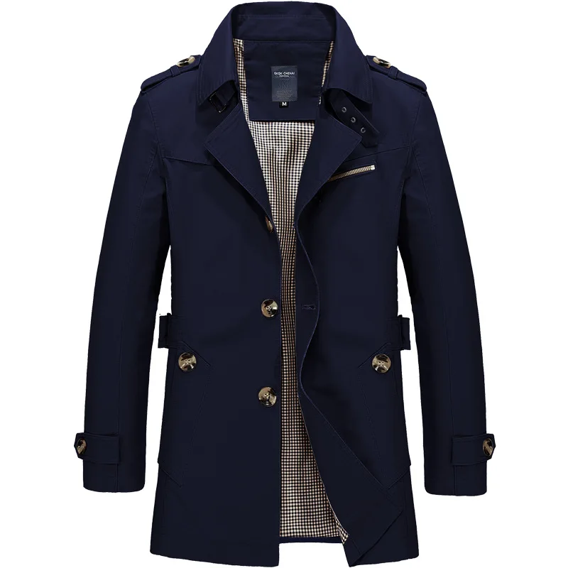 Warmth waterproof windbreaker jacket Autumn Winter Fashion Men Jackets Slim Fit Business Coats Men&rsquo;s Windbreaker Pure Color Outwear Plus Size 5XL Casual Men&rsquo;s Jacket
