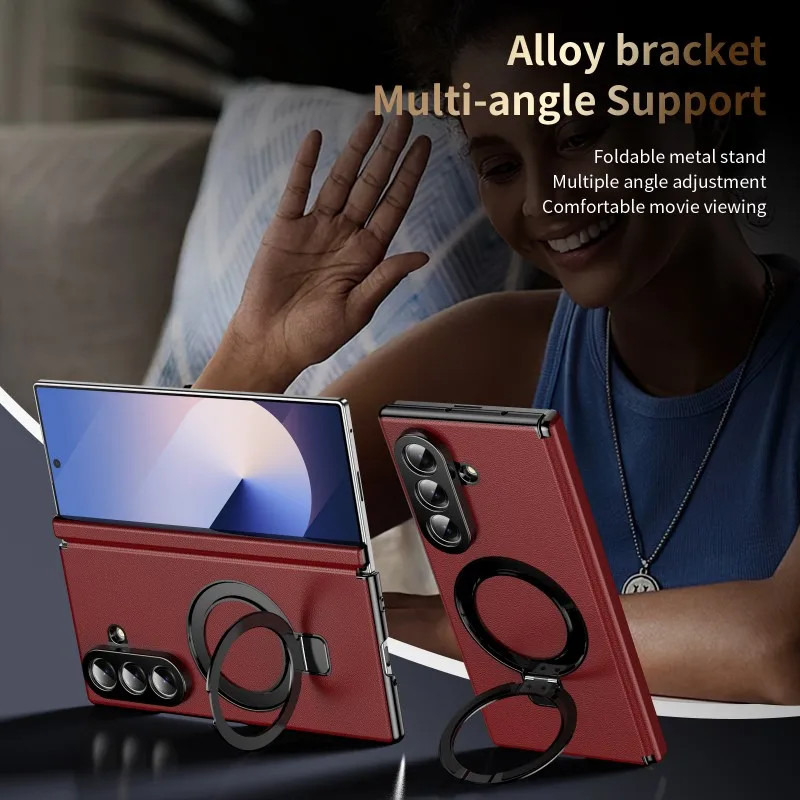 Leather and PC Magnetic Stand Phone Case with HD Screen Protector
