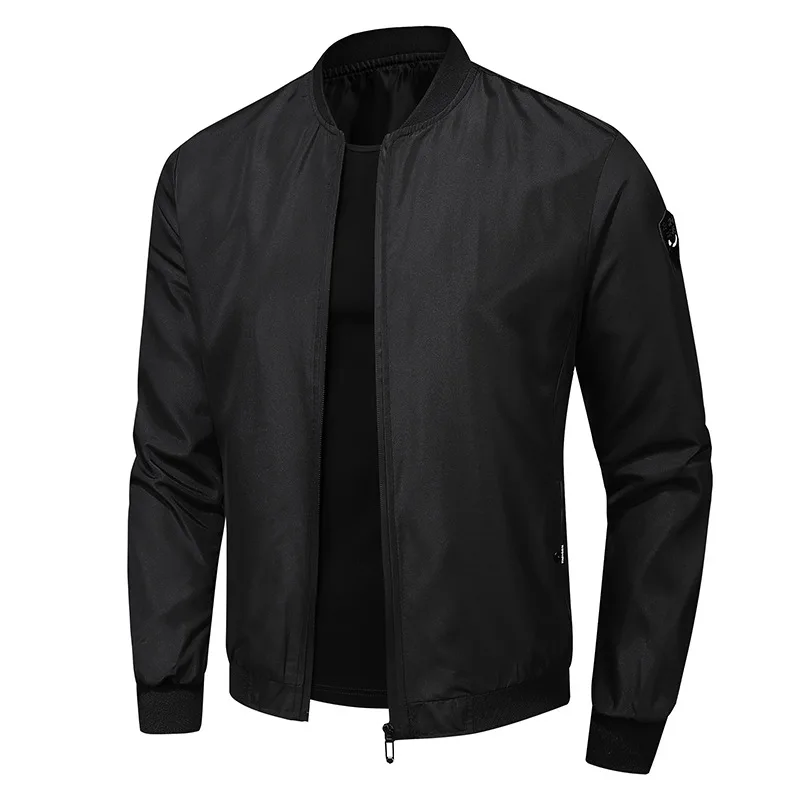 Spring Autumn Men's Stand Up Collar Casual Jacket Cardigan Zipper Baseball Jacket Fashion Solid Oversized Slim Breathable Coat