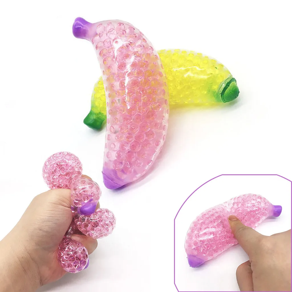 Spongy Banana Grape Bead Stress Ball Toys Squeeze Soft Fruit Shape Sensory Decompression Toy For Adult Kids Fidget Squishy | Игрушки и