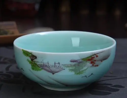 [GRANDNESS] Kung Fu Tea Set 1 Pot 1 Cup Longquan Celadon Gaiwan Handpainted Kung Fu Tea Set Gaiwan
