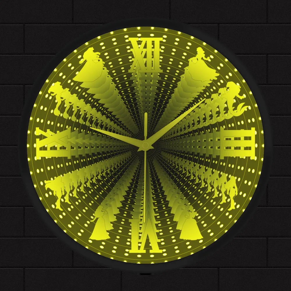 

Сказочная принцесса, Вихревой туннель, интерзвездное зеркало, настенные часы, декор для комнаты для девочек, в стиле Фэнтези, Русалка, искусственный ночник, настенные часы