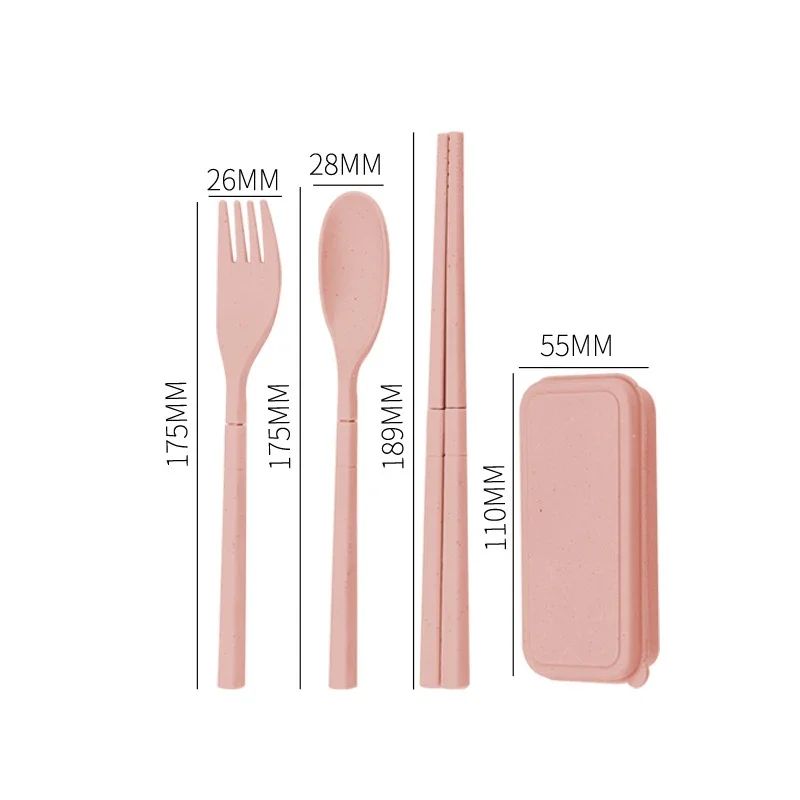 Spoon Fork Chopsticks Set Wheat Straw Dinnerware 4PCS/Set Lunch Tableware Detachable Cutlery Portable Travel Kitchen Accessories picnic cutlery set western style cutlery set camping cutlery set cutlery set wooden cutlery set