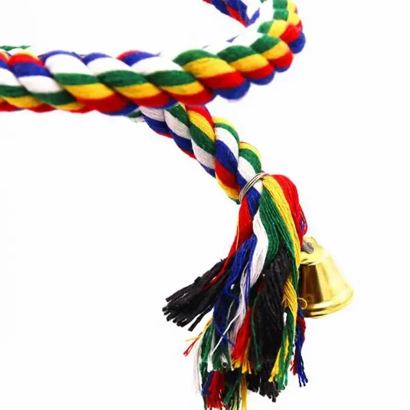 Bird Perch Toy Spiral Cotton Rope Chewing Bar Parrot Swing Climbing Standing Toys with Bell Supplies