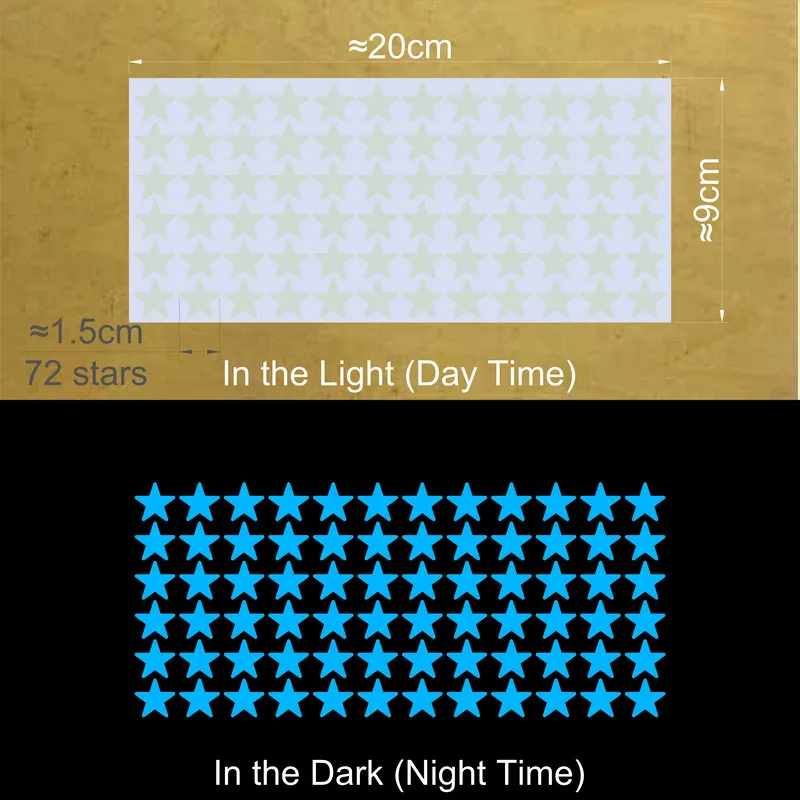 Vibrant Glowing Star Stickers for Kids' Rooms - Ceiling & Wall Decor