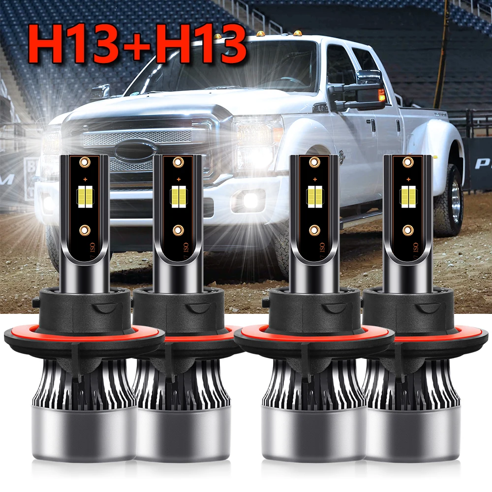 4x H13 9008 LED Headlight Bulbs Combo Hi/Lo Beam Lamp Conversion Kit