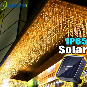 Solar Icicle Curtain Lights 1