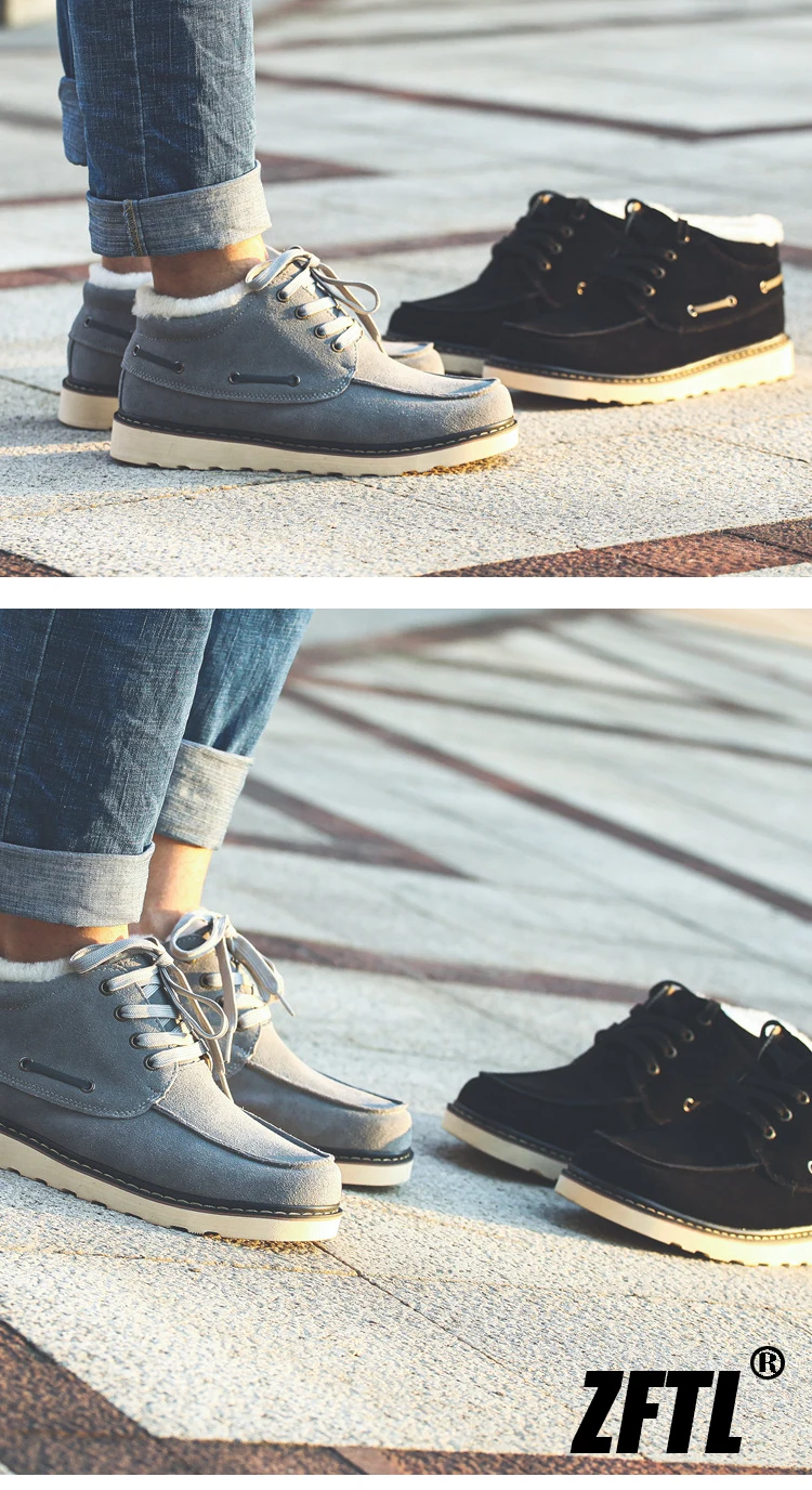 ZFTL Men's Warm Boots Winter men's Warm thickened Snow boots Wool thick bottom Cotton boots 2025 Ankle Lace up Casual Boots New