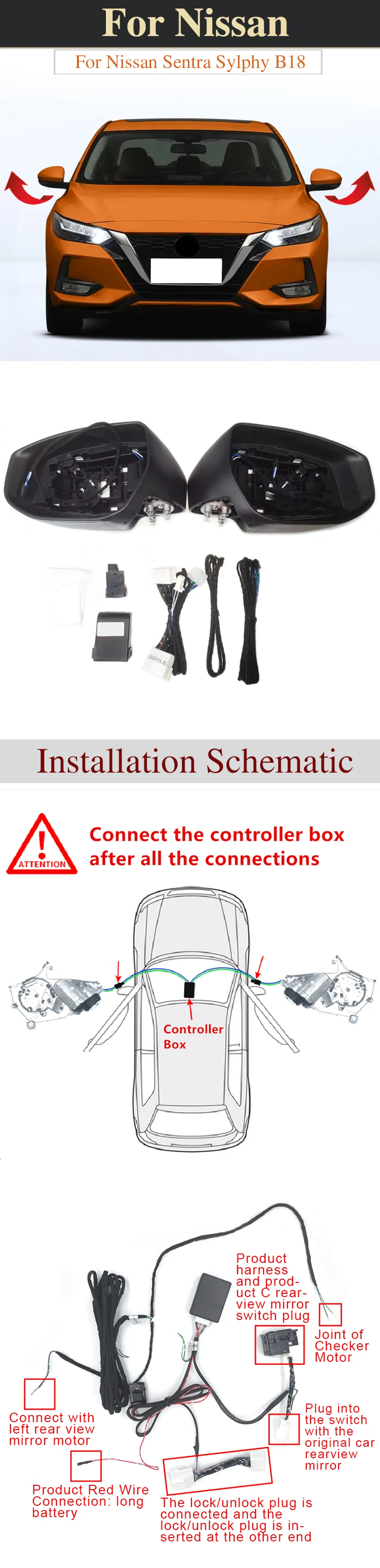 Driver Side Power Mirror Kool Vue Power Adjustable Driver Side Mirror For 2013-2019 Nissan Sentra (Manual Fold) 2013-2019 Sentra Mirror Replacement