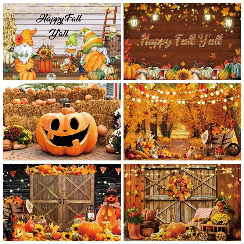 

Autumn Photo Backdrop Pumpkin Kids Cake Smash Fall Maple Forest Portrait Background Thanksgiving Harvest Photography Studio