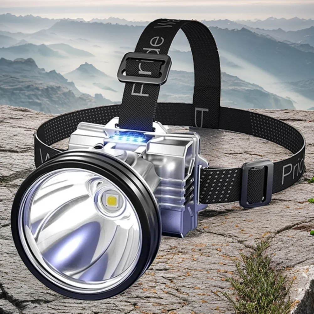 Led Rechargeable High Power Headlamp 3 Mode Head Flashlight Super Bright Head Lamp for Outdoor Running Fishing Hiking Camping