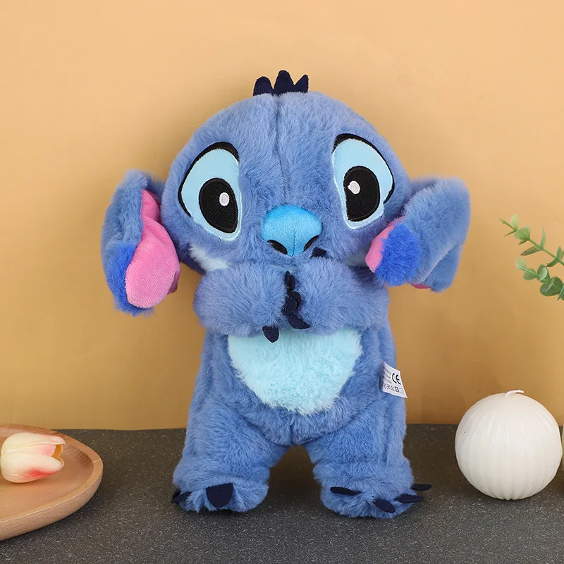 Disney Stitch Baby Sleeping Companion Sound Soothing Musical Plush Toy With Air Bag Doll Breathing Toys Gifts Kawaii Toys 3