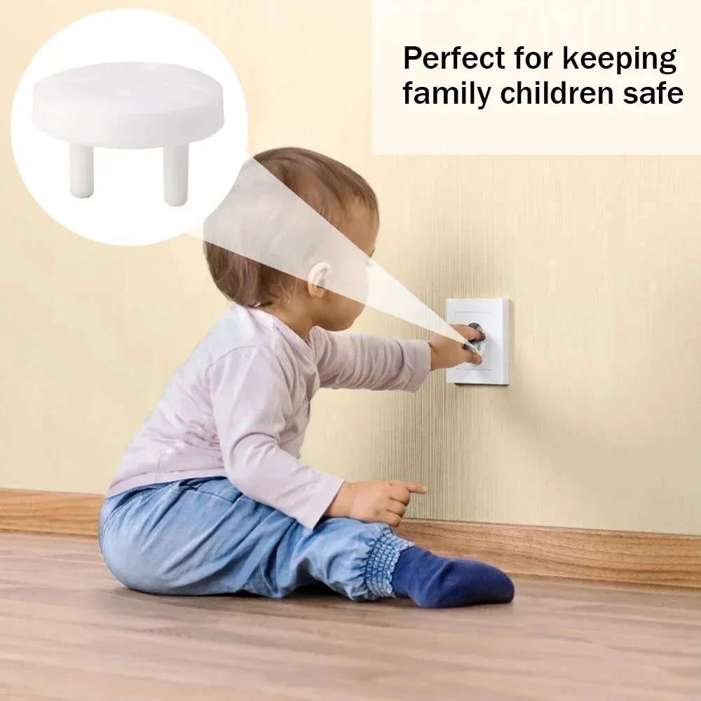 Cubierta protectora de enchufe de seguridad eléctrica blanca, protección segura para el cuidado del bebé, antichoque eléctrico, protectores giratorios para niños