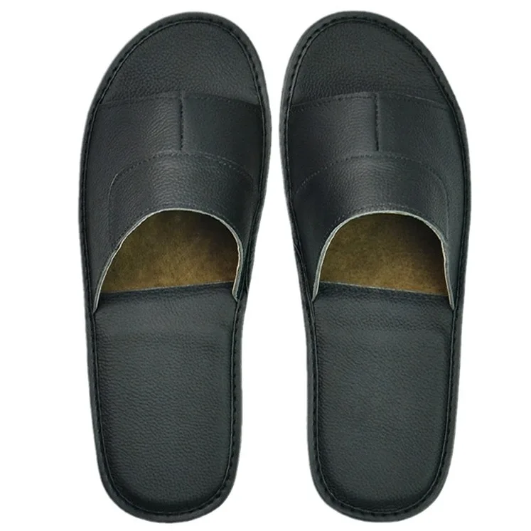 Men's Classic Leather Indoor Slippers - Casual Home Footwear