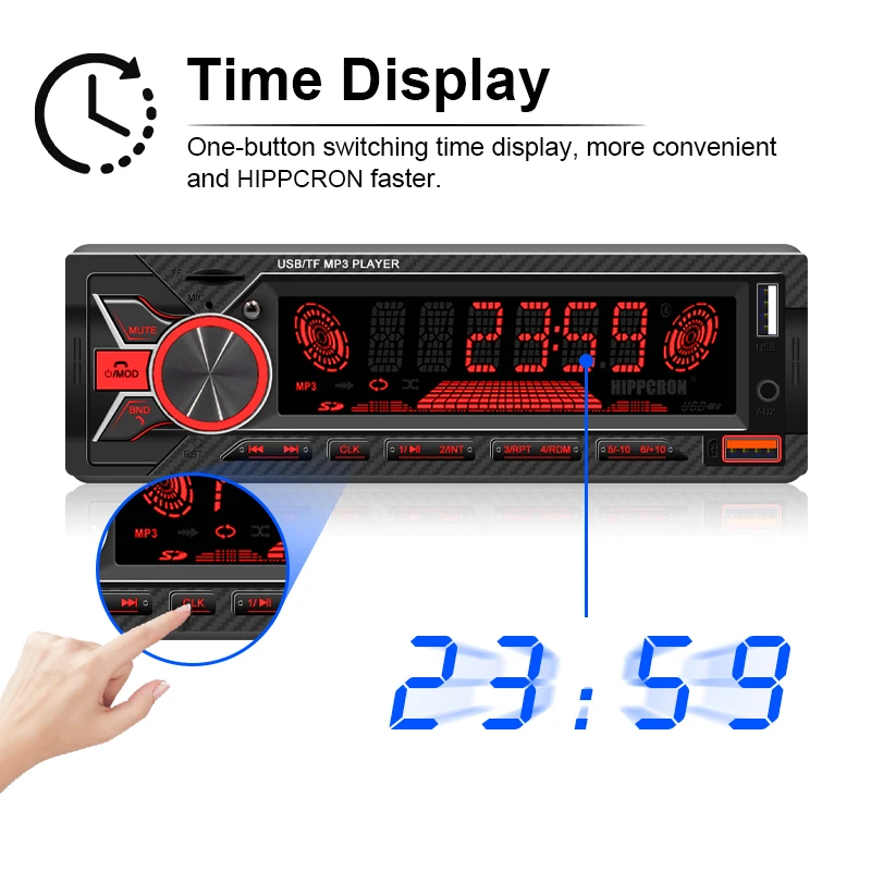 Car 1din Radio Stereo Digital Bluetooth MP3 Player FM Stereo TF Card USB AUX Inp