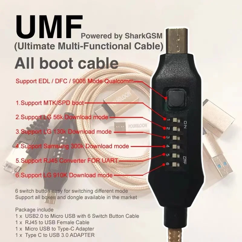 Multi function Boot All in one Cable ( EASY SWITCHING ) Micro USB RJ45 All in One Multi function Boot Cable edl cable