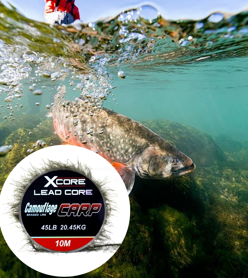 Ftk Karpfen Angeln Leadcore Linie 10m 45/55lb Leader Camo Unkraut Effekt für Karpfen Chod Haar Rigs Angel gerät Schnur Unkraut Schnur – Detail 3