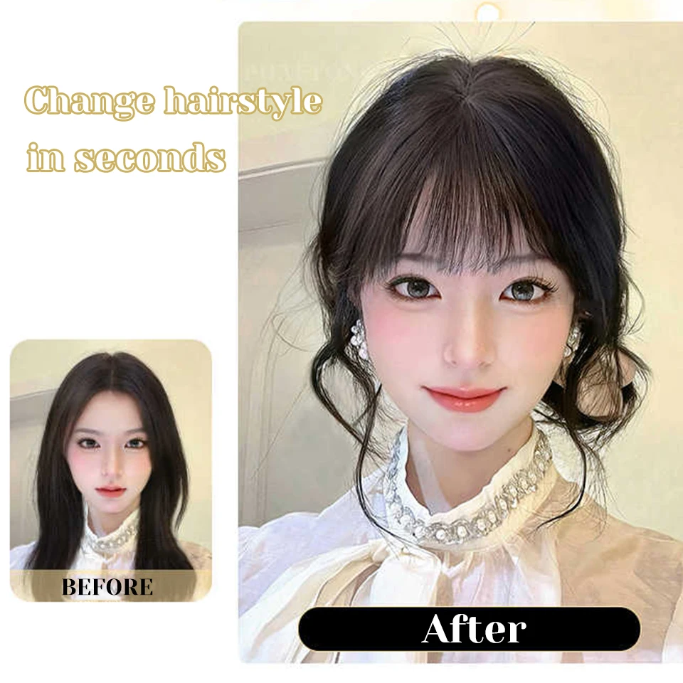 Brown Synthetic Hair Clip In Bangs For Women