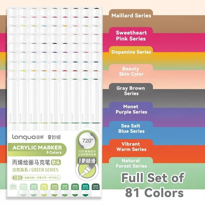 Color Marker Pens Pen Marker Marker Pens 18/36/54/81Colors/Box Propylene Marker Set for Card Crafts Glass Clothes