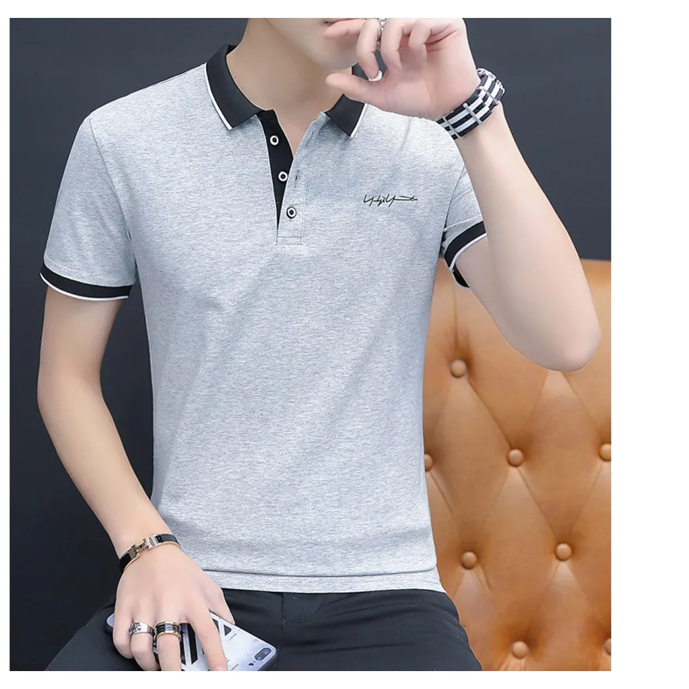 2024 new men's short sleeved t-shirt summer lapel embroidered top polo shirt_voghion.com