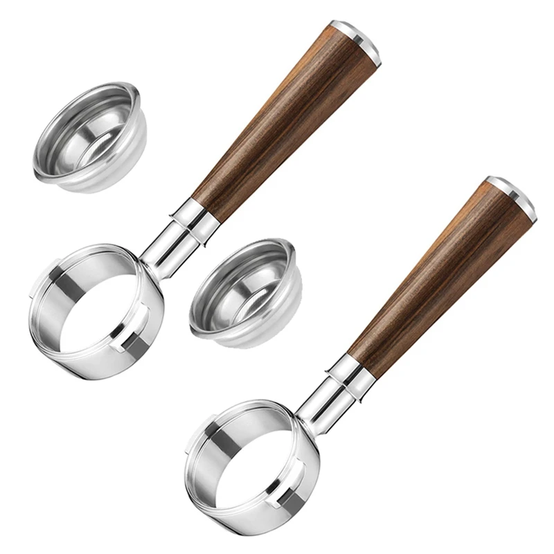 

2 Pcs 58Mm Bottomless Portafilter Compatible With Expobar, Rancilio, Faema And Wega With 2 Cup Filter Basket Included