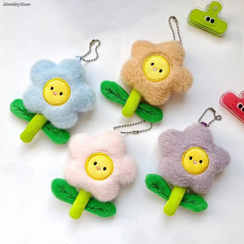 

1pc Creative Plush Flower Keychain Backpacks Pendant Decoration Accessories Girl Boy Couple Gift Headphone Case Pendant Keyring