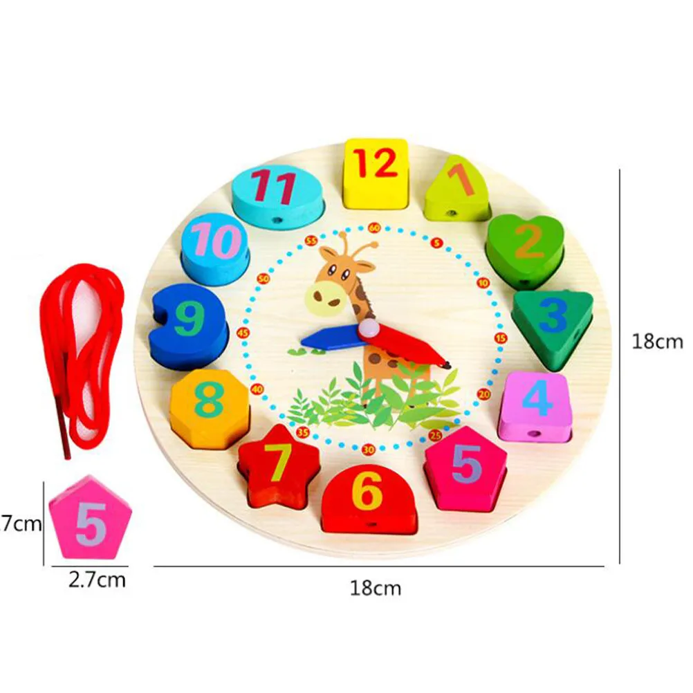 나무 구슬 시계 분류 교육용 장난감 용 남아 여아 디지털 숫자 학습 나무 시계 블록