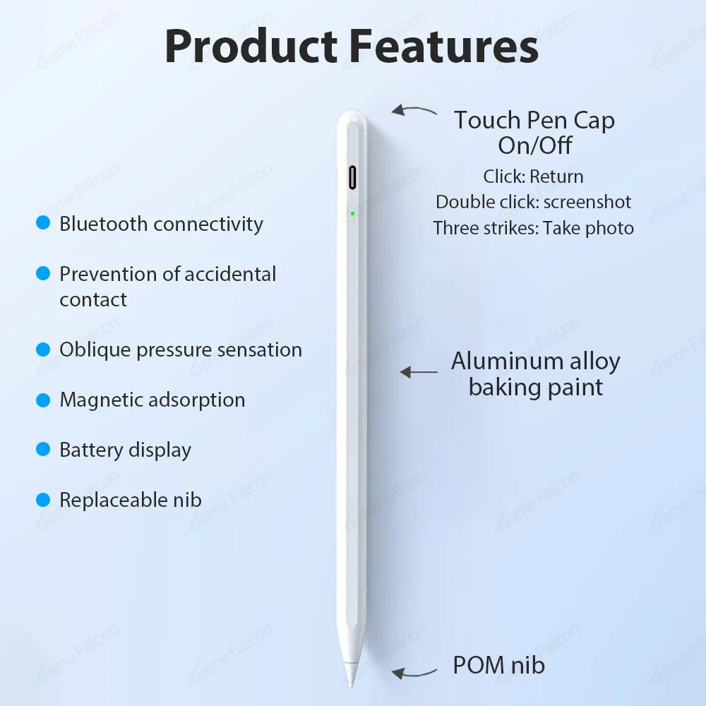 para Apple Pencil ° Ipad Pro 11 12.9 2023 2023 Air Stylus Pen para Ipad ° ° 10ª Geração Mini 10.2 Canetas Bluetooth Touch - Imagem 3