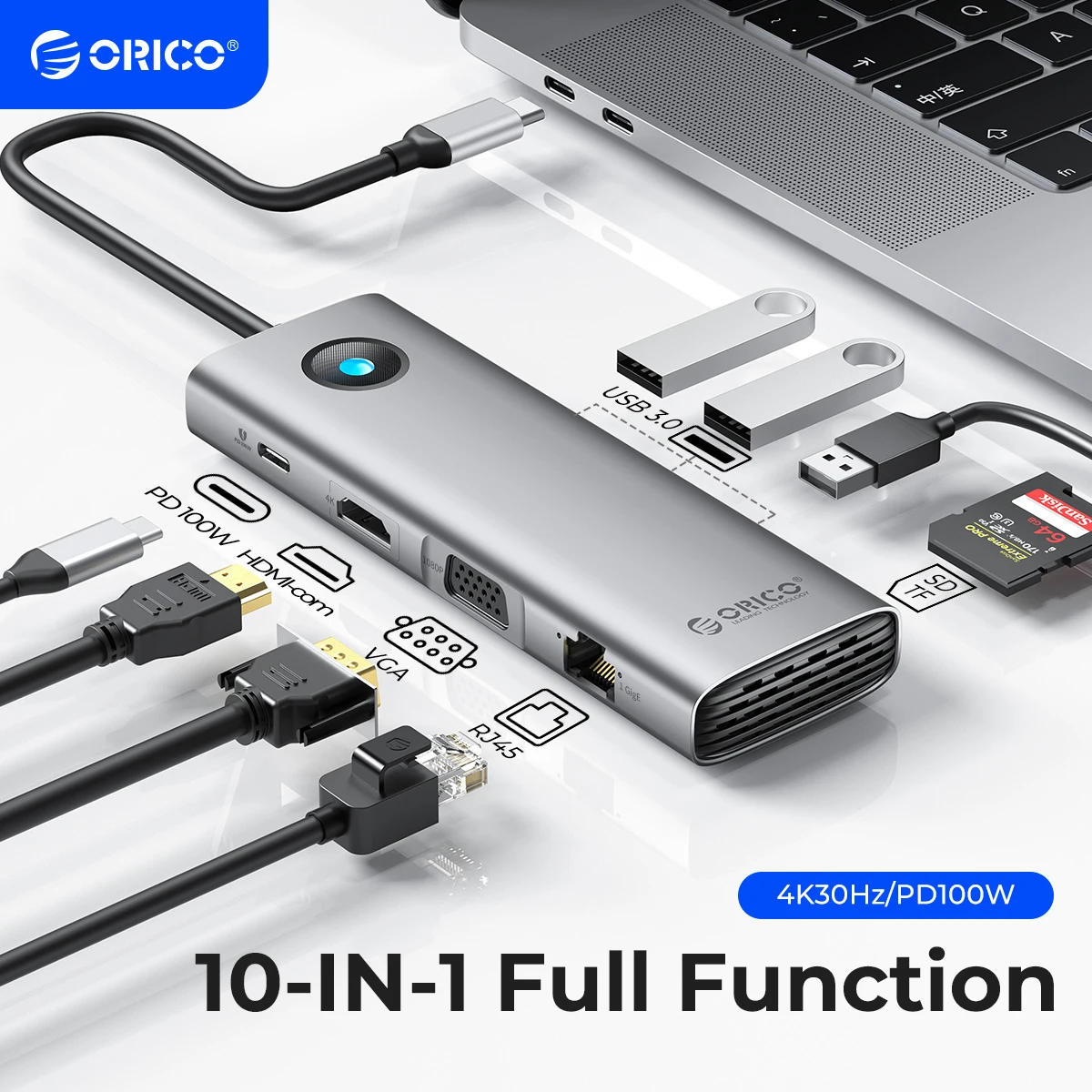 i-Tec Thunderbolt 3 / USB-C 4K HDMI LAN Nano Hub grey