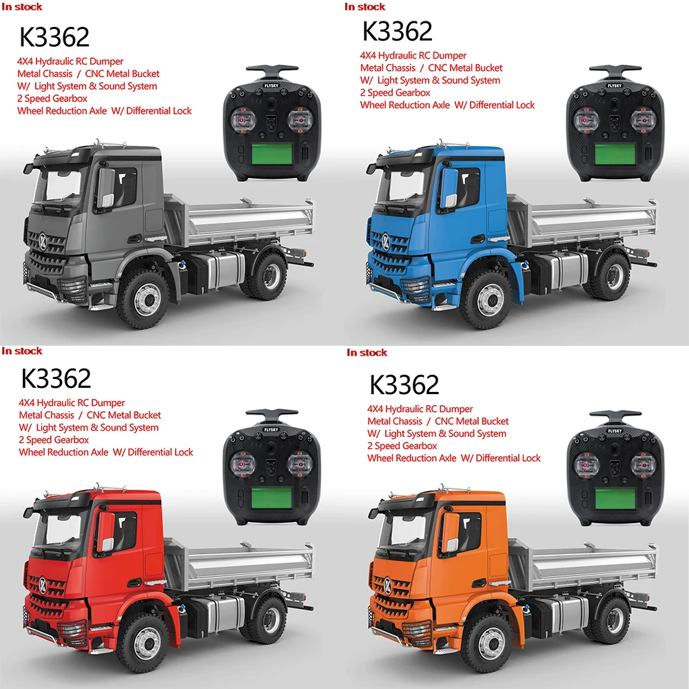 New HUINA Kabolite RC Hydraulic Dumper Truck K3362 4X4 RTR 1/14 Metal RC Car For Mercedes Benz 3348 Lock Gearbox Sevo ESC Bucket