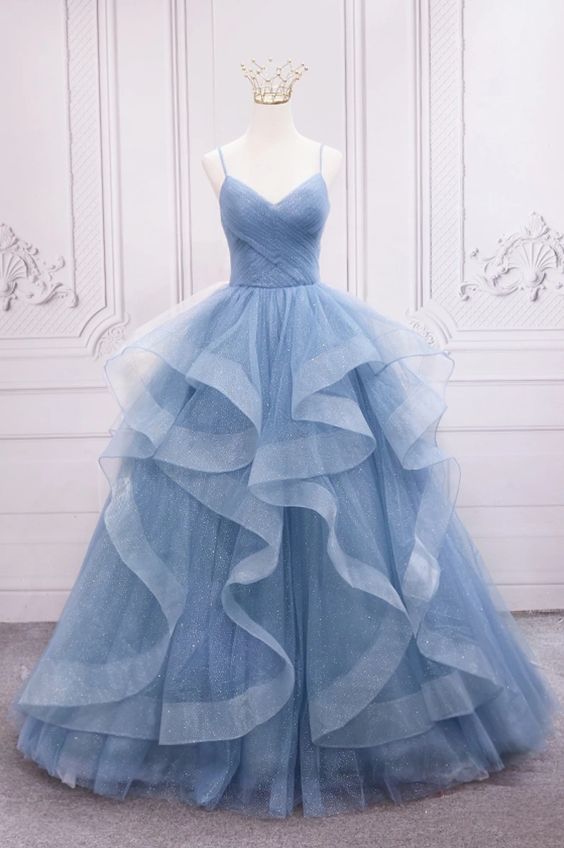 Boho Quinceanera Dresses Simple Sequined Party Dress Luxury V-neck Ball Gown Calssic Spaghetti Strap Prom Dress Real Photo Party Dress Quinceanera Dresses