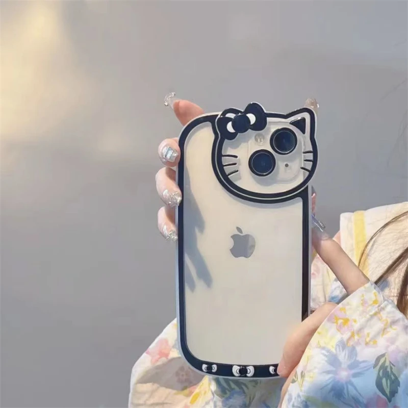 thumbnail image 1 of Sanrio-fundas transparentes de Hello Kitty para iPhone, carcasa Original a prueba de golpes para iPhone 15, 14, 13, 11, 12 Pro Max, XS, XR, 7, 8 Plus, Y2K, 1 of 5