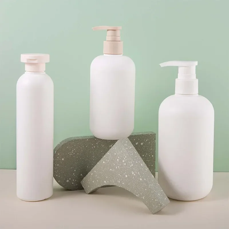 300ml/500ml White Empty Plastic Pump Lotion Shampoo Bottle High-end Cosmetics Bottles Acrylic Pump Head Refillable Garrafa