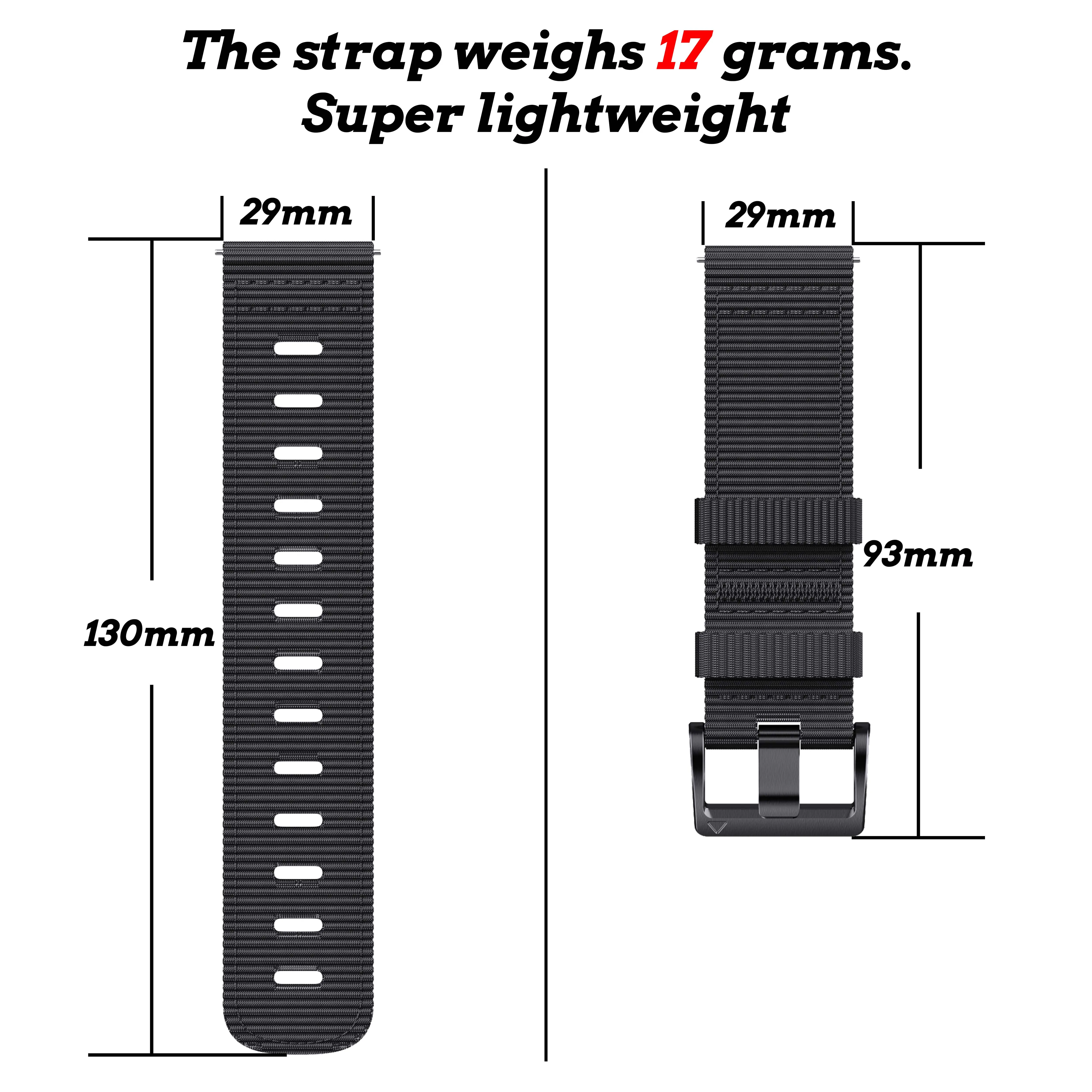 Premium Nylon Watch Strap, 24mm Replacement Band
