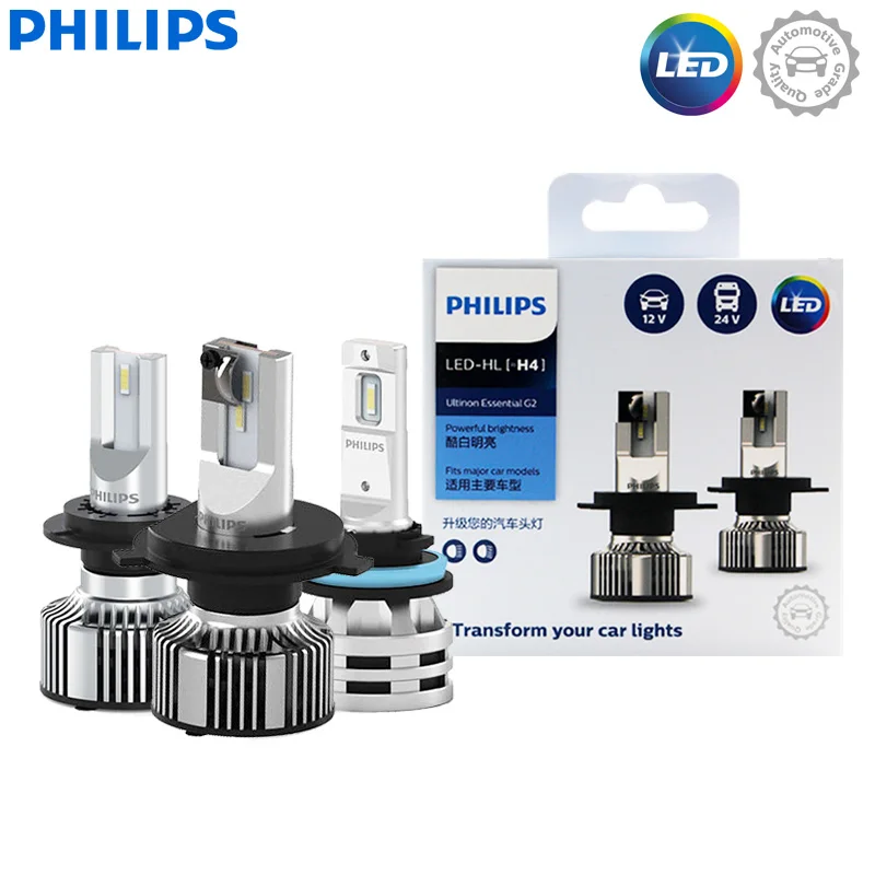 Philips Ultinon Essential G2 LED H1 H4 H7 H8 H11 H16 HB3 HB4 H1R2 9003 9005 9006 9012 6500K Car Fog Lamp (2 Pack)
