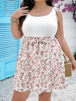 Plus Size 1XL-5XL Women Fashion Summer Sleeveless Floral Print Casual Round Neck Dress Sundress Female Bohemian Beach Dress Robe
